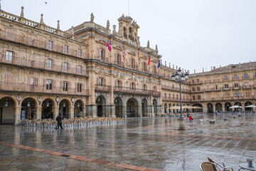 Naklejka premium Salamanca, Spain - March 3, 2025: Plaza Mayor of Salamanca, Castile and Leon