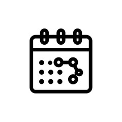 Calendar icon with connecting dot symbols, suitable for online scheduling platforms, event planning websites, and time management apps.