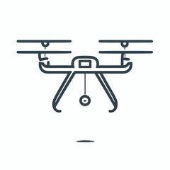 Simplified drone outline with rotors and a camera, ideal for graphic design, technology presentations, aviation industry marketing materials.