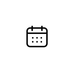 Minimalist calendar icon on white background suitable for digital organizers, apps, websites, and minimalist design projects. Clean, modern, versatile.