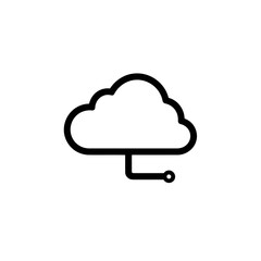Simple black line drawing of a cloud connection  suitable for tech presentations, web design illustrations, and cloudbased branding materials.