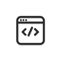 Coding icon with angled brackets in a window. Perfect for tech blogs, software tutorials, coding courses, and it presentations.