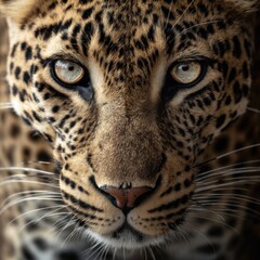 Close-up portrait of a majestic leopard with piercing eyes and spotted fur.