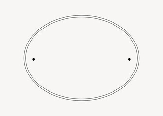 Vintage frame thin line, oval on off white background