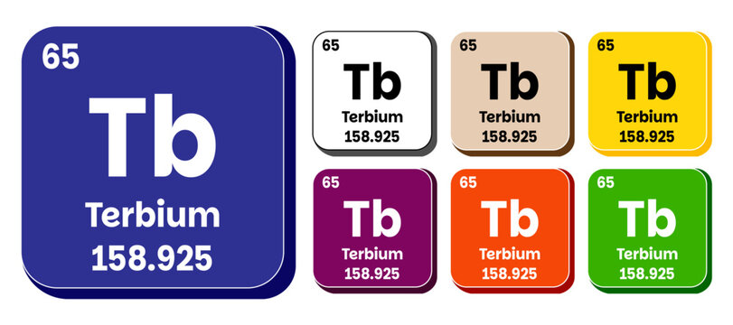 Tb, Terbium element vector icon set, periodic table element. Vector illustration EPS 10 File. Isolated on white background.