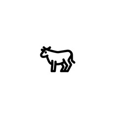 Obraz premium A simple black line drawing of a cow standing on a white background.