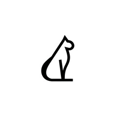 Minimalist cat illustration in black and white, simple line drawing.