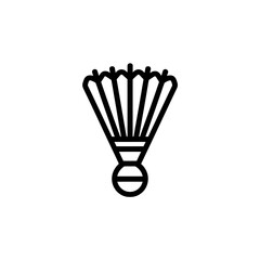 A simple black line art icon of a badminton shuttlecock against a plain white background.