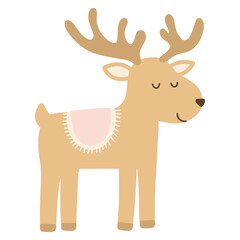 Stylized reindeer standing with pink saddle