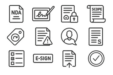 Legal vector stamp contract clause icons revision alert icon digital advisor nda