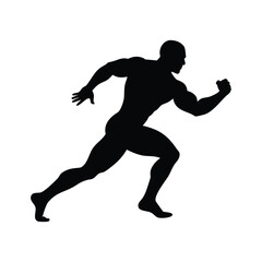 Running Athlete Silhouette Vector &ndash; Fitness and Sports Action Pose Illustration