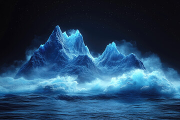 Naklejka premium Echoes of Blue Fire Along Mountain Curves