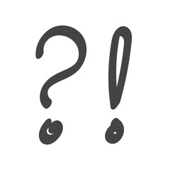 Hand drawn question and exclamation marks. Vector illustration