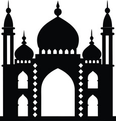 Taj Mahal Silhouette Famous Indian Landmark Islamic Architecture Ancient Building Vector Illustration Mughal Empire Structure