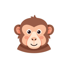 Cute monkey face vector illustration. Funny cartoon baboon head isolated on white background