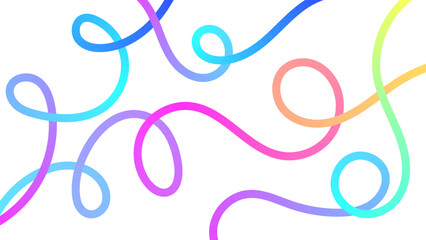 Abstract colorful squiggles with grain effect isolated on transparent background. Hand drawn doodle art. Vector graphic elements.