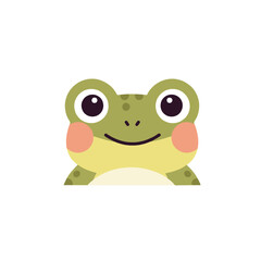 Cute frog face vector icon. Happy cartoon amphibian head illustration isolated on white.