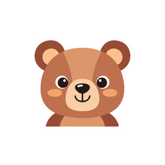 Cute brown bear face vector icon. Adorable teddy bear head cartoon illustration.