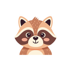 Fototapeta premium Cute raccoon face vector icon. Adorable cartoon forest animal head illustration.