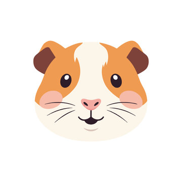 Cute guinea pig face vector icon. Adorable cartoon pet rodent illustration.