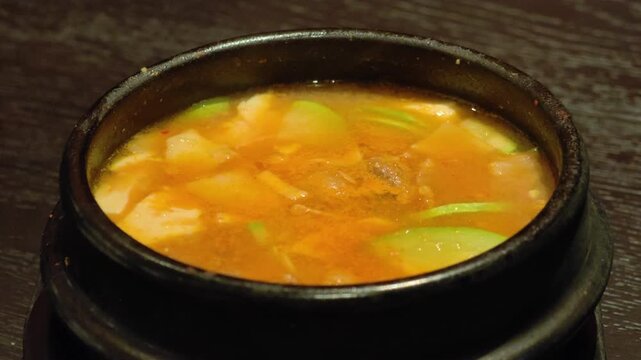 Korean doenjang jjigae in pot