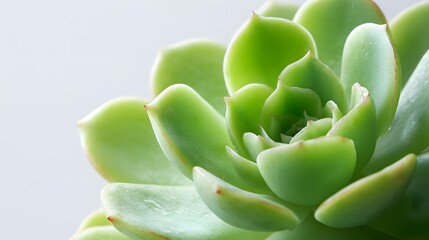 Close-up of a vibrant green succulent plant with layered leaves.