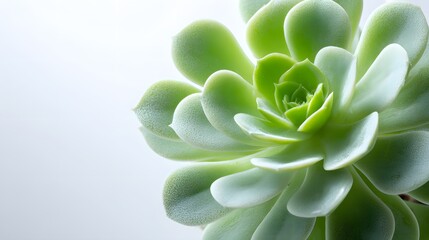 Fototapeta premium Light green succulent plant with soft petals and a central bloom.