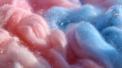 Fototapeta premium Fluffy spun sugar in pink and blue sparkles.