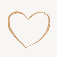 Golden heart clipart, drawing illustration