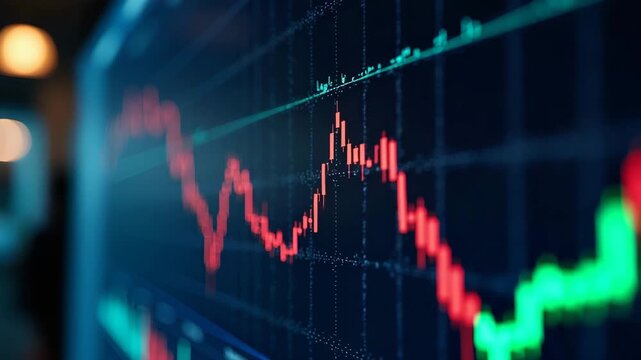 Traders capturing falling index screen shots with highlighted red trend lines and volume spikes to document market correction for internal reports in  Photo Stock  Concept  and empty space on the left