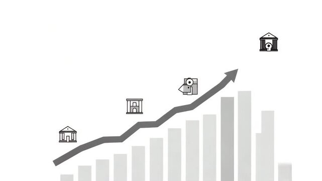Infographic of economic slowdown illustrating declining GDP bars rising unemployment line and central bank rate cut icons with policy brief annotations in  Photo Stock  Concept  and empty space on the