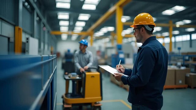 Manufacturing managers at US factory negotiating tariff impact mitigation plans by reviewing supplier contracts and exploring alternative sourcing options in  Photo Stock  Concept  and empty space on 