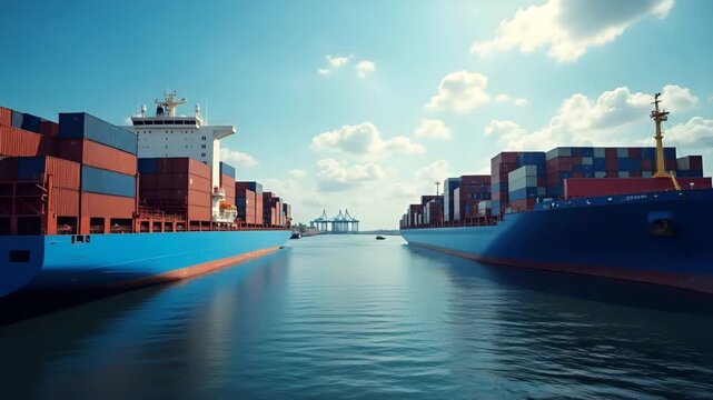 Multinational shipping operators evaluating global tariff pressure implications on freight rates rerouting strategies cost optimization under evolving trade regulations in  Photo Stock  Concept  and e