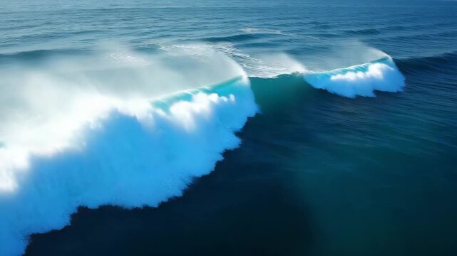 High?resolution satellite imagery capturing developing tsunami wave front approaching continental shelf mapping bathymetric influence on wave speed in  Photo Stock  Concept  and empty space on the lef