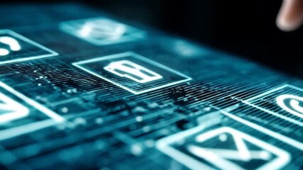 Futuristic technology interface with email icons and touch interaction highlighting connection and - Powered by Adobe