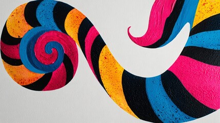 Colorful abstract swirl pattern isolated on white background, a vibrant and playful design element for creative projects