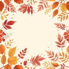 A vibrant autumn background featuring a flat design pattern of fall leaves in warm golden, orange, and crimson hues, with delicate details and subtle texture