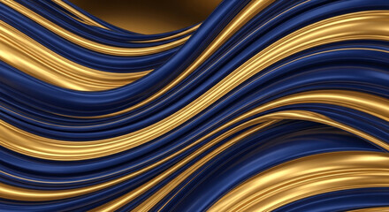 Abstract blue and gold luxury background with golden lines and wave pattern, elegant decoration for premium product design, vector illustration