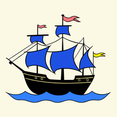 Sailing ship illustration vector silhouette