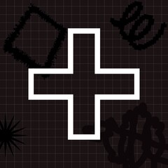 Obraz premium Plus sign clipart, white retro abstract design