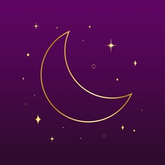 Naklejka premium Crescent moon illustration, luxurious line art
