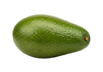 Isolated green avocado is a healthy fruit with delicious buttery texture, on its own