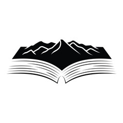 Open Book with Mountain Landscape Concept Icon

