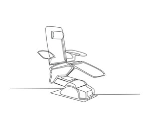 Dentist chair equipment outline illustration. Continuous line drawing of dentistry chair.