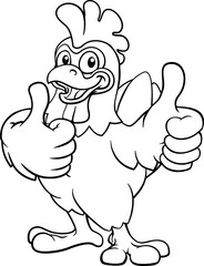 Chicken Cartoon Rooster Cockerel Bird Mascot