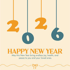 Simple Hanging New Year 2026 Poster | Minimal Playful Typography Wall Art