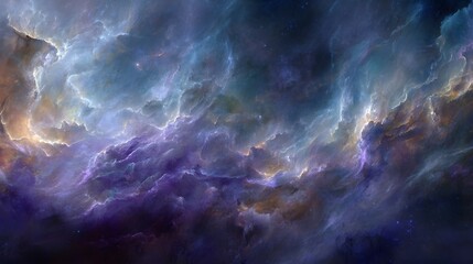 Fototapeta premium Colorful cosmic clouds glow with celestial light and distant stars.