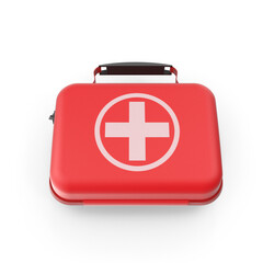 Red horizontal first aid box with white medical cross symbol