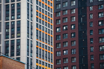 mirrored windows of the facade of an office building