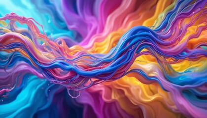 Vibrant, swirling ribbons of color create a dynamic and energetic abstract background.